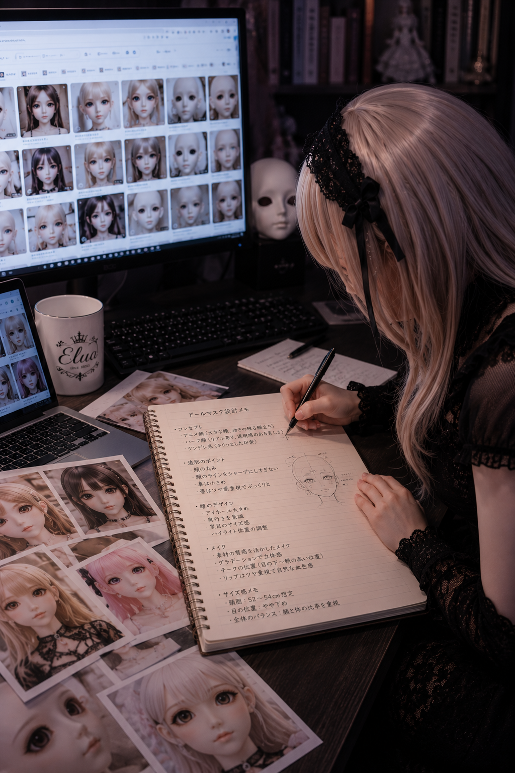 ドールマスク制作に向けて勉強をしている